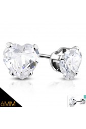 SALE - 6mm auskarai su cirkonio kristalu